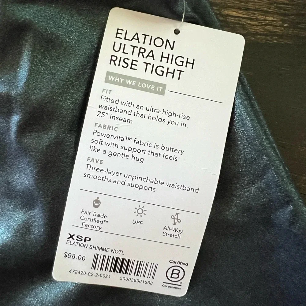 New Athleta Womens Elation Ultra High Rise Tight Shimmer Green Pant Legging 25”
